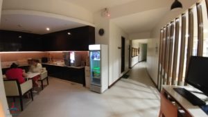 a room with a white floor and a white wall