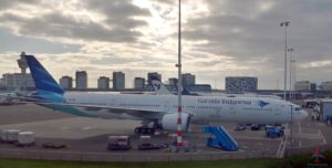 a plane on the runway