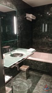 a bathroom with a sink and bathtub