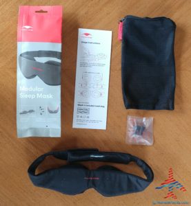 a sleeping mask and a sleeping bag