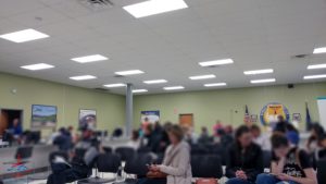 a group of people in a room