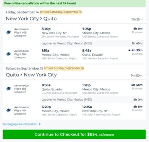 a screenshot of a flight schedule