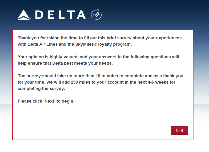 2018 Delta SkyMiles / Medallion Member Survey – How would you vote? What would you say at the end of the 250 bonus SkyMiles Survey?