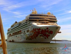 a cruise ship in the water