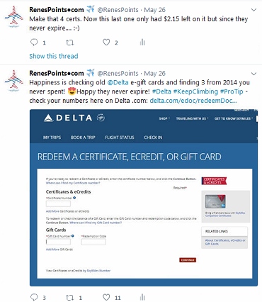 Rookie Sunday: How to check your Delta gift card balance? How many gift cards on one e-ticket / per trip?