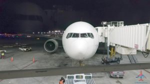 a large white airplane at an airport