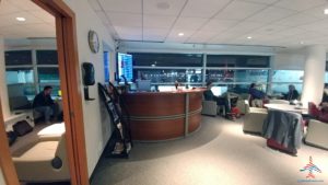 a reception desk in a room