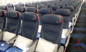 a row of seats in an airplane