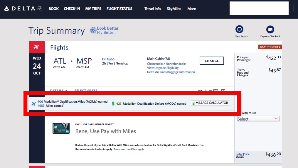 NO – Delta is not (mostly) hiding MQMs MQDs & SkyMiles earned when booking on Delta .com – why do you ask?