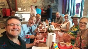 a group of people sitting at a table