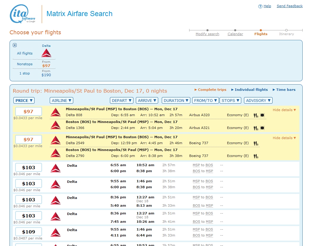 Minneapolis to Boston $97 RT & 2248 MQMs at 4.3CPM Delta Elite Mileagerun 2018