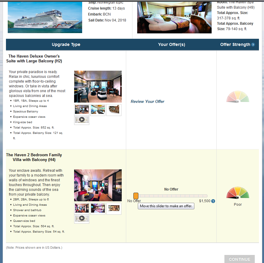 What Delta could learn from Norwegian Cruise Lines in bidding for cabin / seat upgrades!