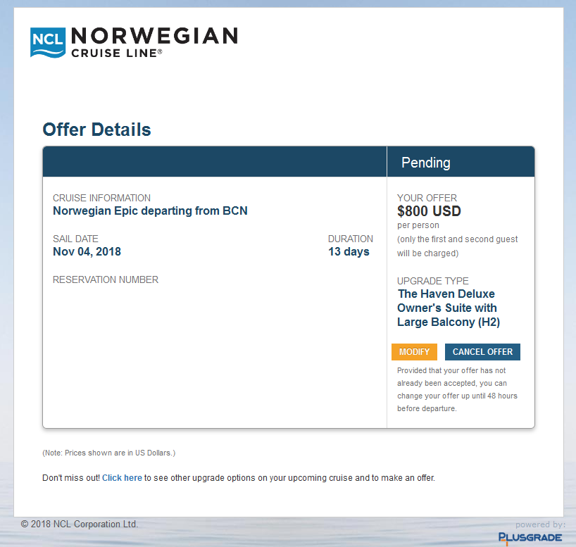 What Delta could learn from Norwegian Cruise Lines in bidding for cabin / seat upgrades!