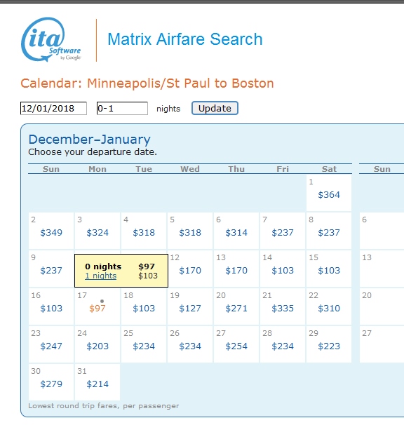Minneapolis to Boston $97 RT & 2248 MQMs at  4.3CPM Delta Elite Mileagerun 2018