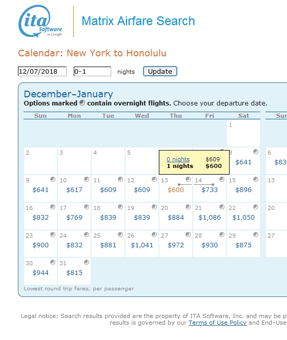 New York to Hawaii $599 and 10093 MQMs at 5.9CPM – 2018 weekday weekday Delta Elite Mileage Run!