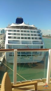 a cruise ship docked in the water