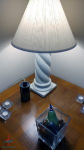 a lamp on a table