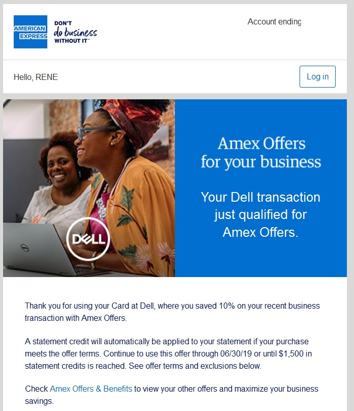 Sweet Stacking Results with the new Amex Business Platinum Dell Yearly Credit!
