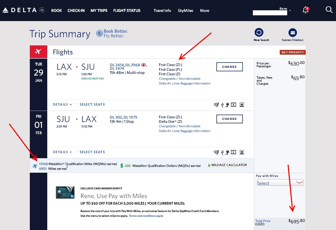 Rookie Wednesday: What is an “Up Fare or Y-Up”? What Points do Skyteam Partner Y-Up fares earn when you Credit them to Delta? What if I am missing Delta SkyMiles or MQMs or MQDs?