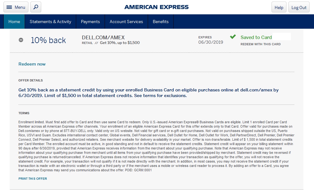 Sweet Stacking Results with the new Amex Business Platinum Dell Yearly Credit!