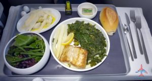 a plate of food on a tray