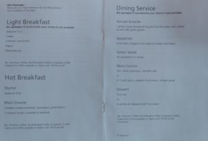 a menu with text on it