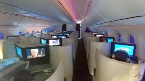 rows of computers in an airplane