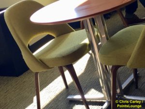 Dining room chairs are seen at The CLUB at SJC airport lounge at Norman Y. Mineta San Jose International Airport in San Jose, California.