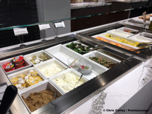 Breakfast spreads are seen at the breakfast buffet inside the Delta Sky Club Austin airport lounge at Austin-Bergstrom International Airport (AUS) in Austin, Texas. Photo © Chris Carley / PointsLounge