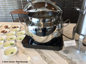 Wicked Thai chicken coconut soup is seen at the Delta Sky Club Austin airport lounge in Austin, Texas. Photo © Chris Carley / PointsLounge