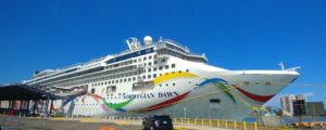 a cruise ship on the dock