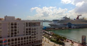 a cruise ship docked in a harbor