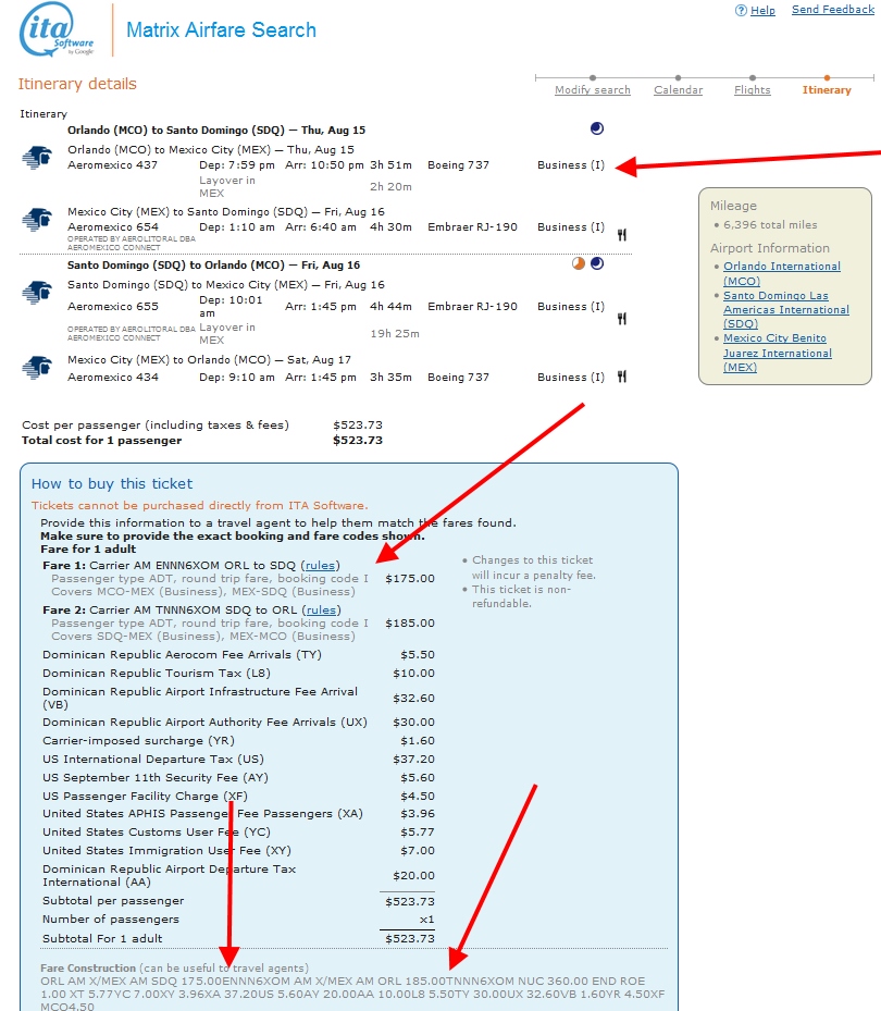$524 Orlando Florida to Dominican Republic AeroMexico / Delta Business Class Elite Mileage Run 9597 MQMs $2560 MQDs & 12,796-20,474 SkyMiles