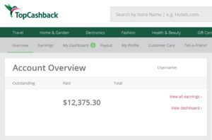 a screenshot of a cashback