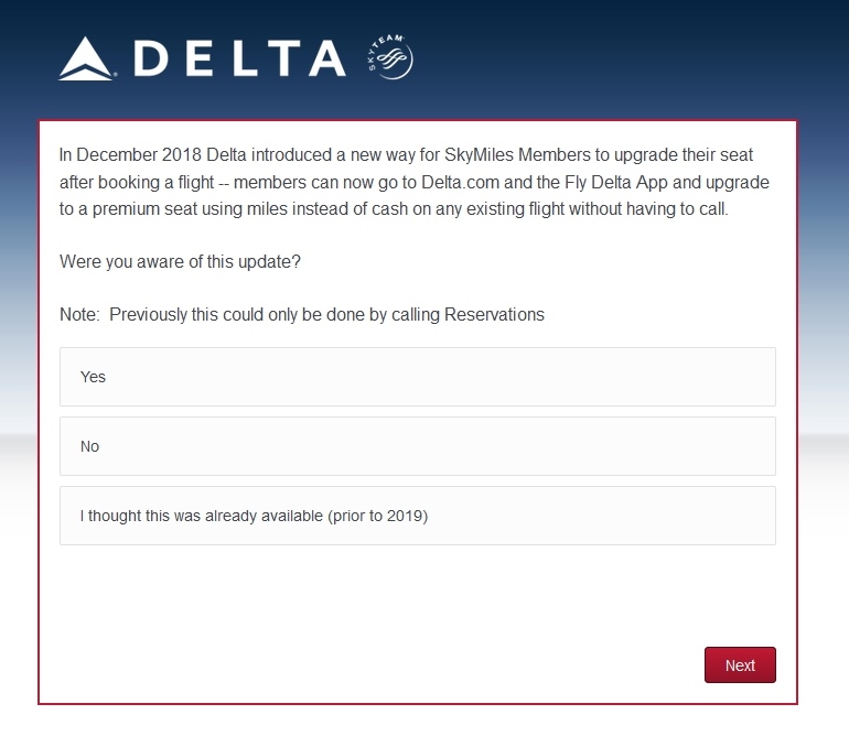 July 2019 Delta SkyMiles / Medallion 250 Bonus Point Survey – What are the Questions They Want to Know?