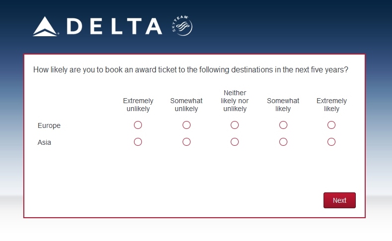 July 2019 Delta SkyMiles / Medallion 250 Bonus Point Survey – What are the Questions They Want to Know?