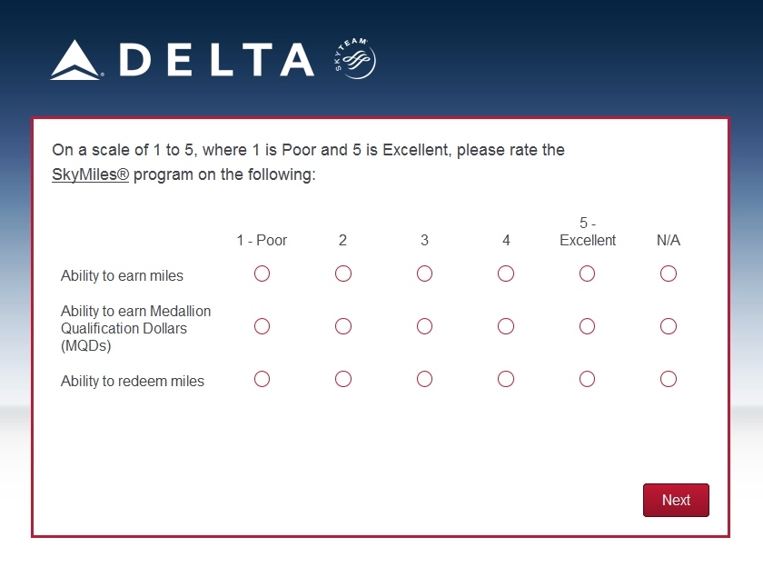 July 2019 Delta SkyMiles / Medallion 250 Bonus Point Survey – What are the Questions They Want to Know?