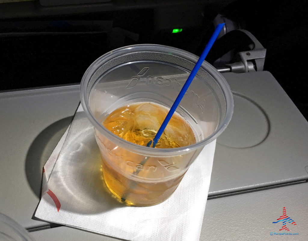 Woodford Reserve is served during a flight from Los Angeles (LAX) to Las Vegas (LAS).