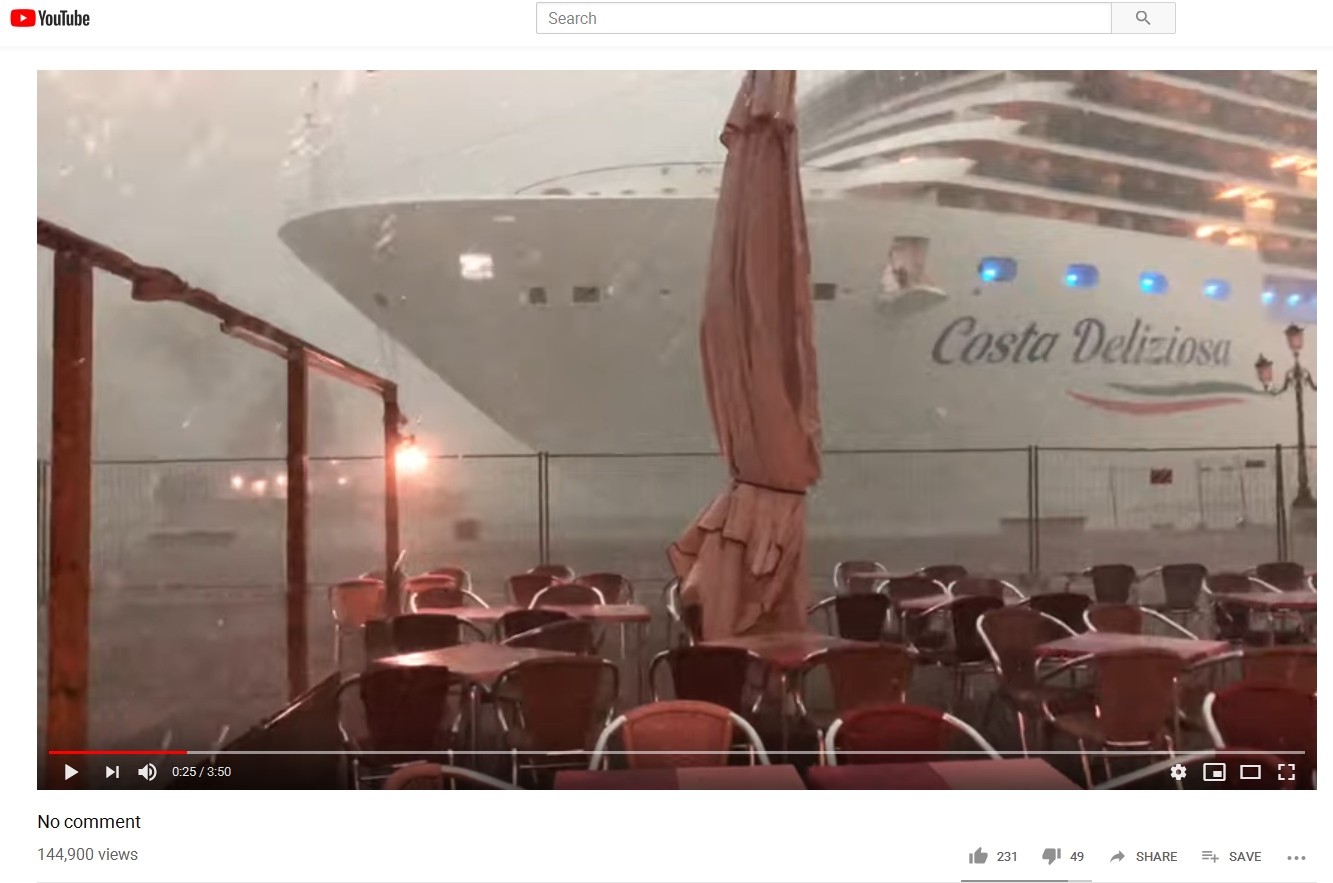 CRAZY Video: Costa Deliziosa Cruise Ship Nearly Crashes into Dock and Yacht During Storm in Venice!