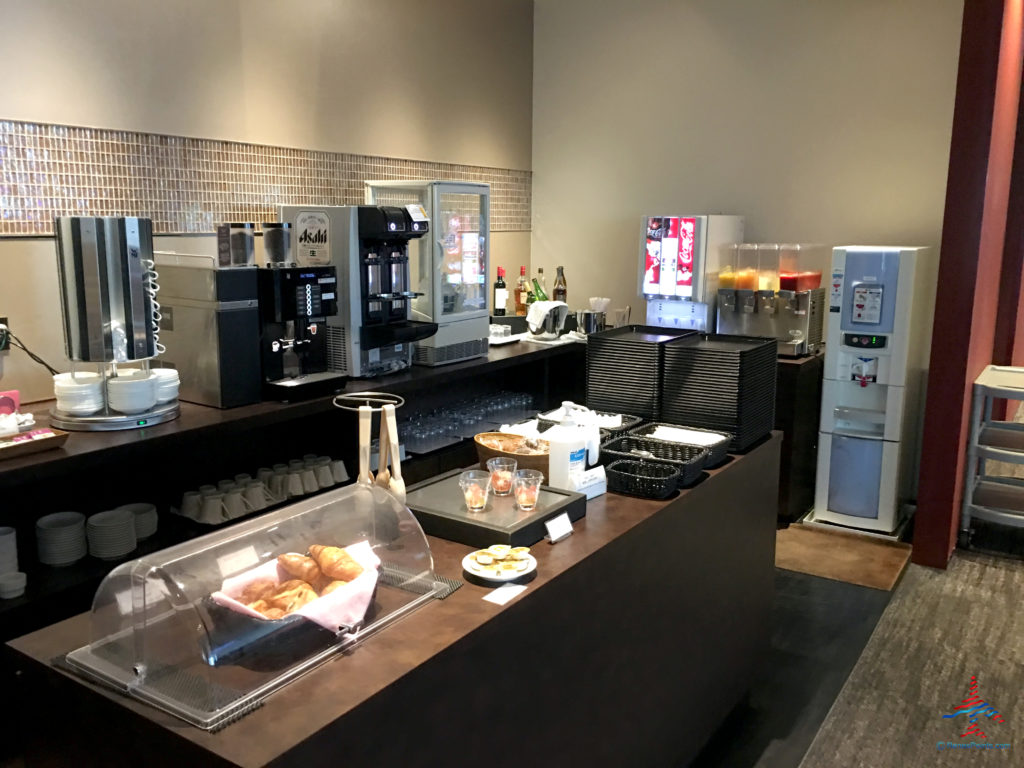 A buffet is offered inside the TIAT Lounge Annex location for Delta One passengers at Tokyo Haneda International Airport in Tokyo, Japan.