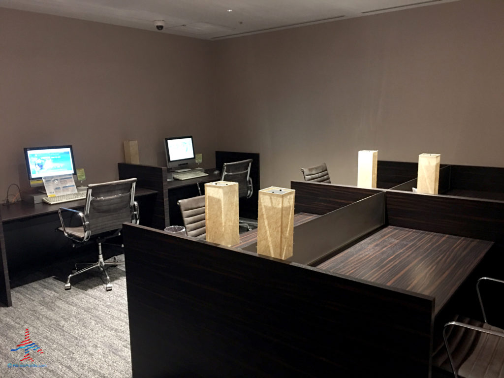 A business area is seen inside the TIAT Lounge Annex location for Delta One passengers at Tokyo Haneda International Airport in Tokyo, Japan.