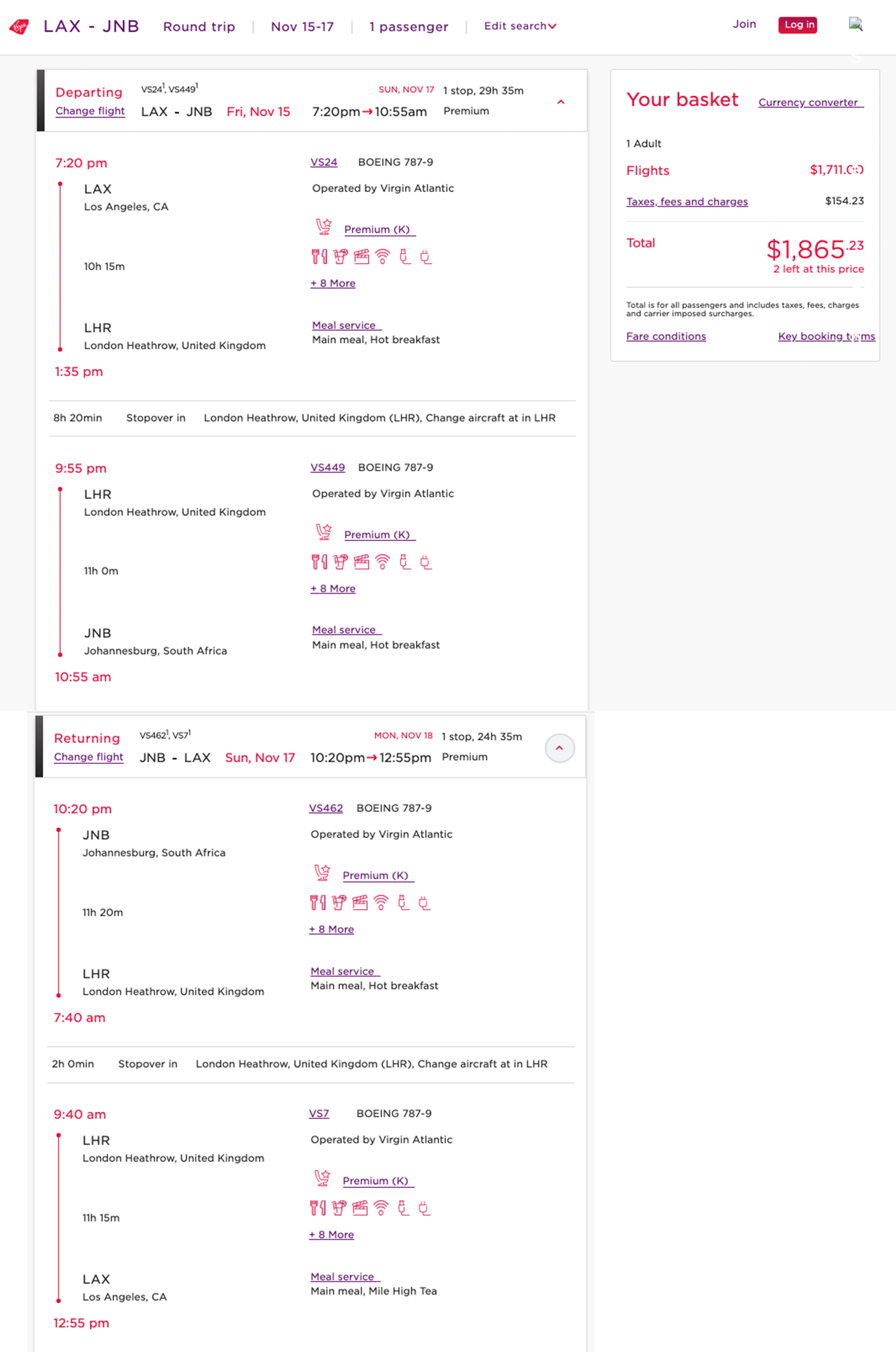Delta MQD mileage run on Virgin Atlantic -- LAX to LHR to JNB in November 2019.