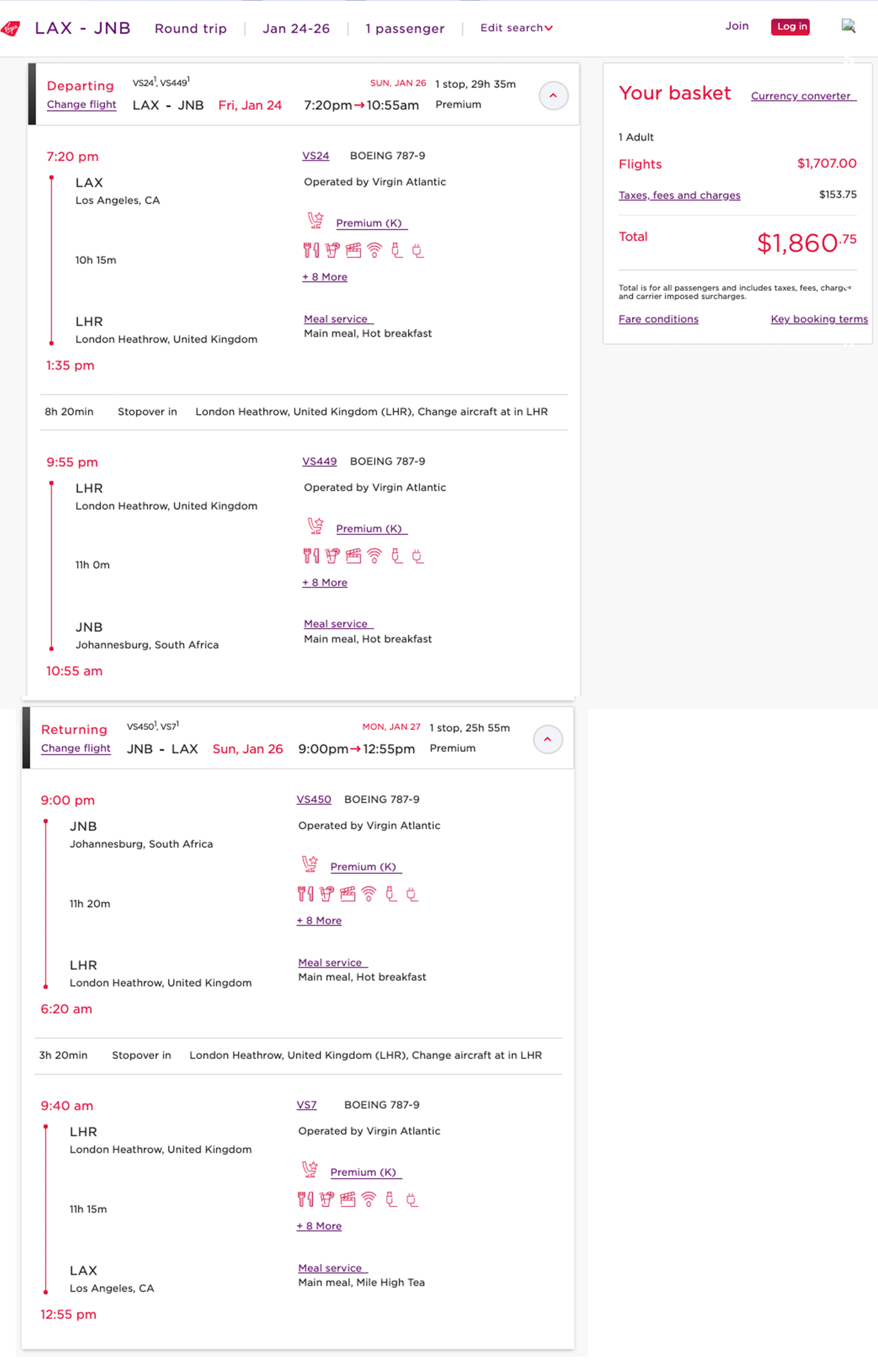 Delta MQD mileage run on Virgin Atlantic -- LAX to LHR to JNB in 2020