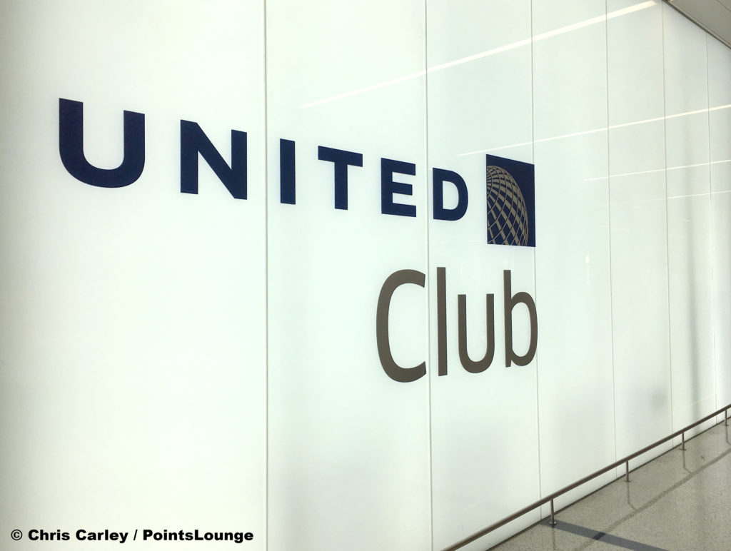 The United Club at LAX airport lounge entrance sign in Terminal 7.