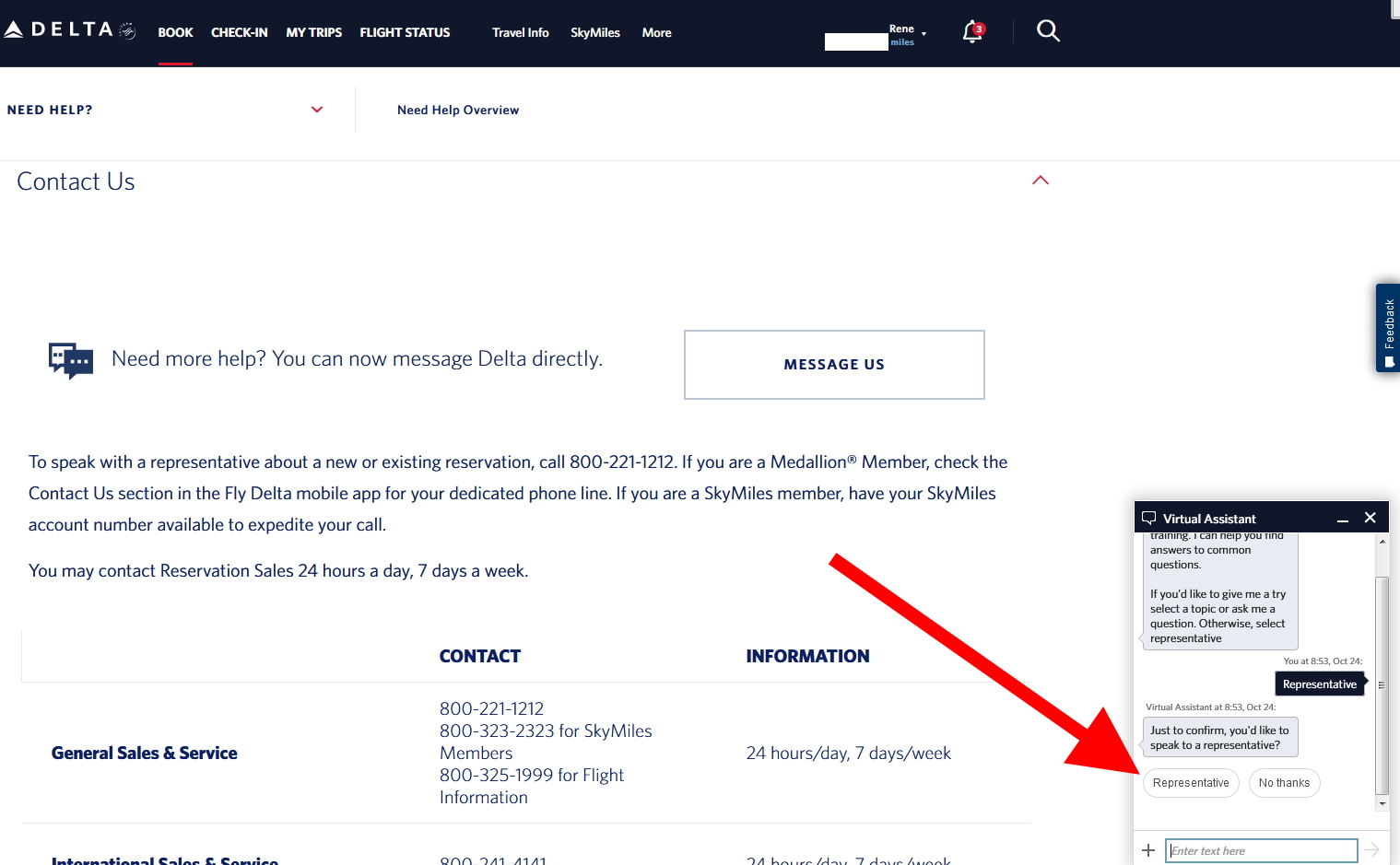 Rookie Wednesday: Using Delta Live Representative web “chat” for Faster Service.