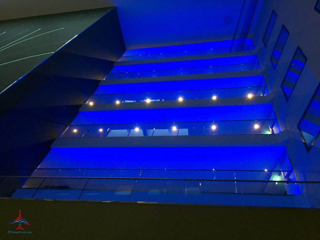 Balconies are seen at the Holiday Inn Express London Heathrow T4 (LHR airport hotel) in Hounslow, United Kingdom. The property also has a Crowne Plaza hotel on site.