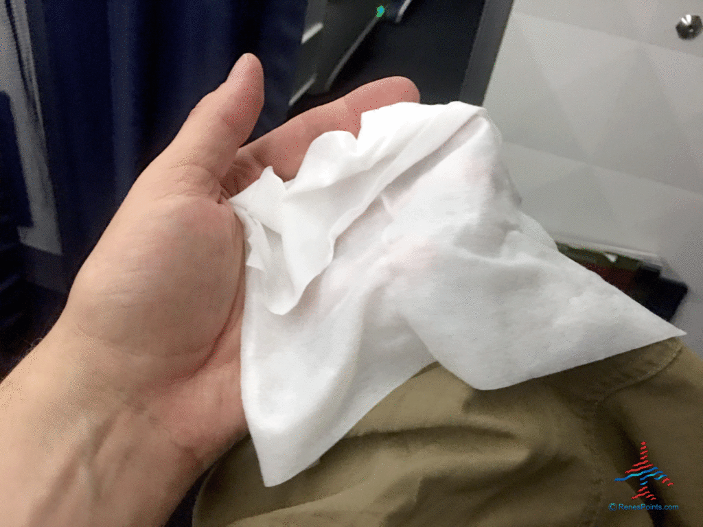 Hot towel service -- part of Delta's Main Cabin international experience --is seen on a Boeing 767-300ER from Salt Lake City to Paris Charles de Gaulle