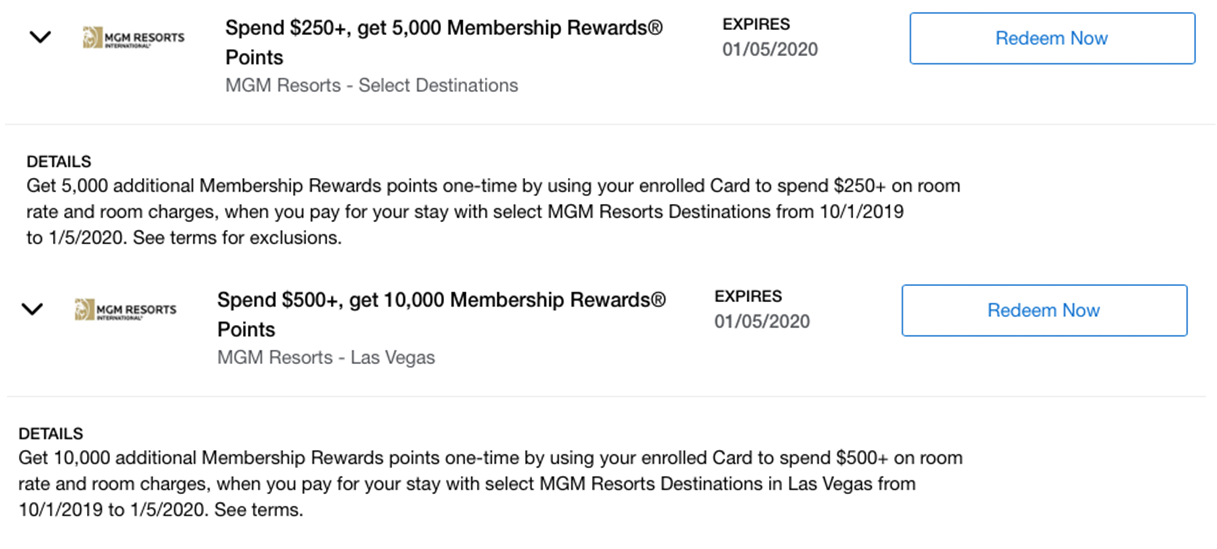 Amex Offers for MGM Resorts