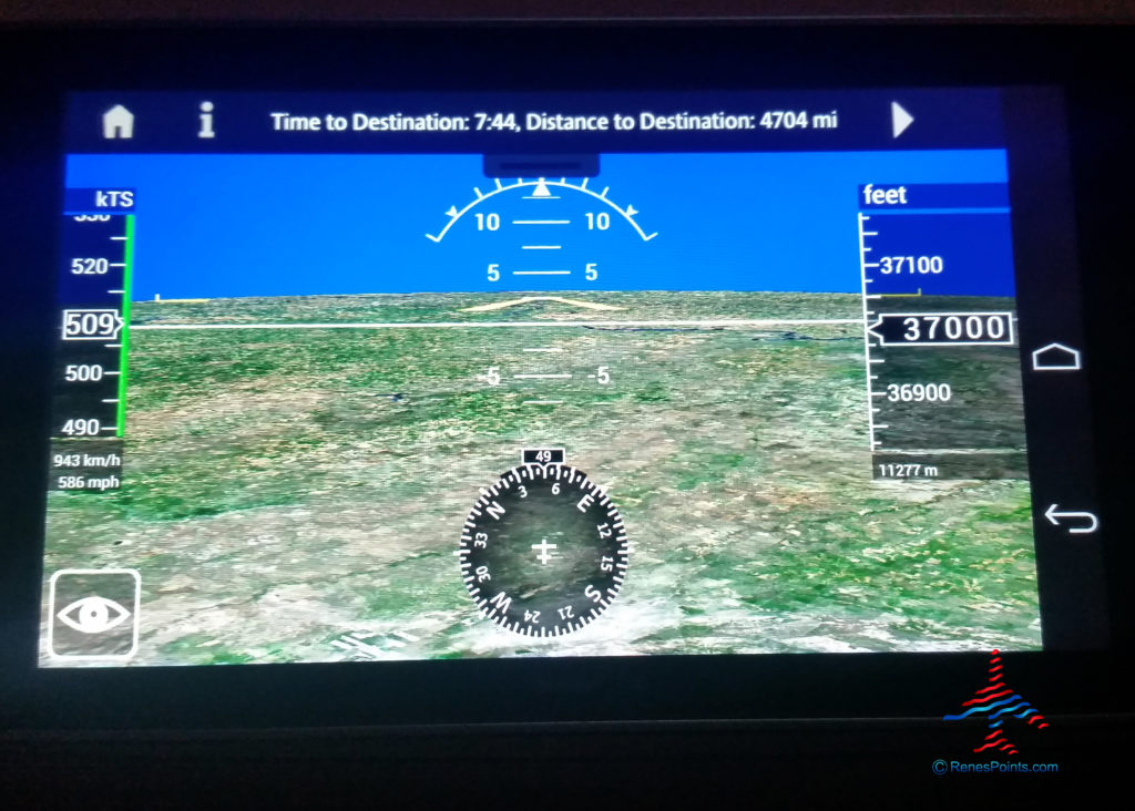 HUD view the flight tracker map of anAir France 777 flight from LAX to Paris.