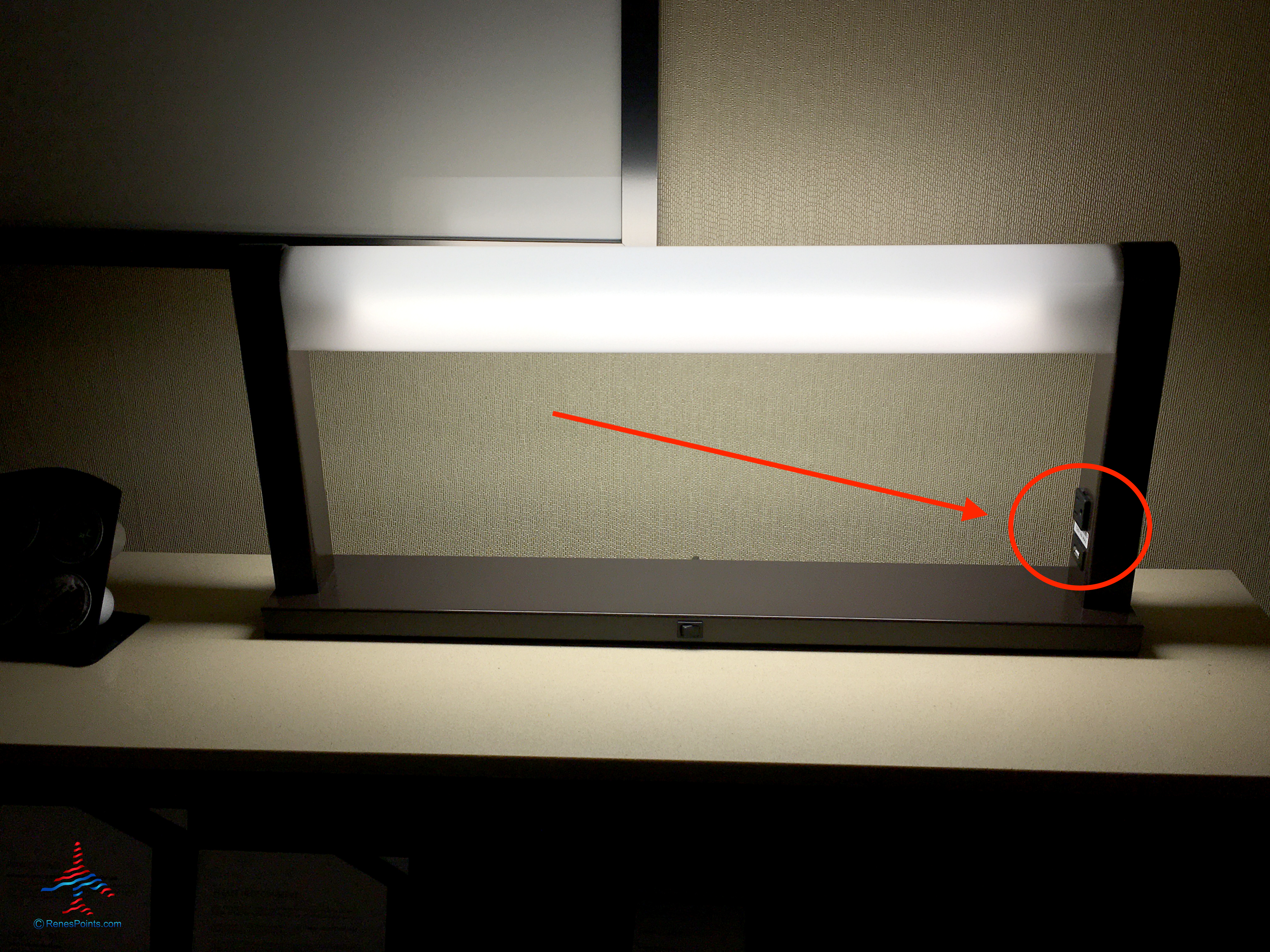 A desk lamp is seen inside an executive king bedroom at the Hyatt Regency O'Hare Chicago airport hotel in Rosemont, Illinois.
